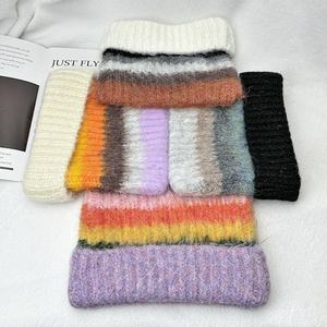 หมวกถังขนสัตว์อบอุ่นแบบย้อนยุคสไตล์ญี่ปุ่นพร้อมหูแมวน่ารักสีตัดกันผ้ากำมะหยี่ถักลายทางอุปกรณ์เสริมสำหรับอากาศหนาว - Product Image 2