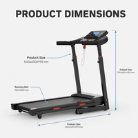 Tapis roulant pliable avec guidon réglable en hauteur sur 5 niveaux, console LED et touches rapides pour la vitesse et l'inclinaison