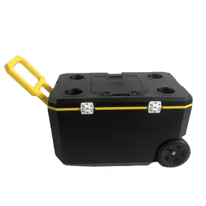 HS Plastic Big Capacity 60L Cooler Box For Ice Bucket With Handle And Wheels For Camping Ice Chill Chest