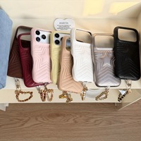 Casing HP Apple 17 Pro Motif Bintang Lima Berbahan Kulit Leci, Terlaris dan Populer, Dilengkapi Rantai Genggam dan Hiasan Hati