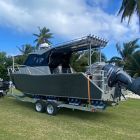 Perahu Nelayan Mewah Gospel Sea King 790 Profisher 7.5m dengan Mesin Luar Bordir Baru, Lambung V, Kabin Dilas, Berbahan Aluminium