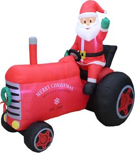 Tractor Vintage de 6 pies con luz LED de Papá Noel, tela impermeable, decoraciones inflables de Navidad para exteriores, forma de <span class=keywords><strong>casa</strong></span> - Product Image 3