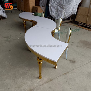SMOOTH Wedding Furniture Stainless Steel Serpentine Children <strong>Table</strong> <strong>Gold</strong> Round Kids <strong>Table</strong> With White MDF Top - Product Image 3