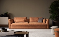 Meubles de salon minimalistes italiens, canapé d'angle en forme de L, canapé de luxe en tissu tissé/cuir, canapé sectionnel
