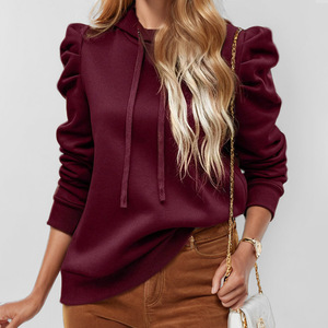<span class=keywords><strong>Felpa</strong></span> da donna <span class=keywords><strong>con</strong></span> maniche a sbuffo eleganti autunno/inverno nuova moda <span class=keywords><strong>con</strong></span> <span class=keywords><strong>cappuccio</strong></span> tinta unita a maniche lunghe Casual <span class=keywords><strong>felpa</strong></span> da donna - Product Image 4