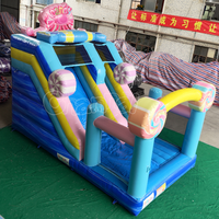 Toboggan Gonflable Thème Bonbons Combo Toboggan Sec Gonflable pour Enfants Fête Extérieure Événement Impression Personnalisée Disponible