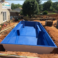 Piscine enterrée modulaire contemporaine en fibre de verre de grande taille pour extérieur, idéale pour villas et jardins, conçue pour le fitness.