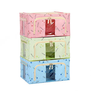 Tela Oxford Macaron caja de almacenamiento plegable hogar caja para ropa juguetes edredón Manta con ventana - Product Image 1