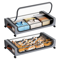 Boîte de rangement pliable sous le lit en tissu Oxford avec roulettes, design moderne et minimaliste, facile à déplacer, pour vêtements/chaussures/jouets