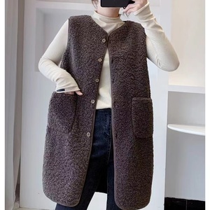 Gilet lungo per l'autunno e gilet in <span class=keywords><strong>velluto</strong></span> a granello imitazione WinterMid, abbigliamento da donna nuovo alla moda - Product Image 5