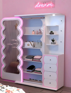 Toeletta Personalizzata Moderna per Camera da Letto con Grande Specchio Illuminato, Mobile da Trucco in Legno MDF Adatto a Ogni Stile - Product Image 4