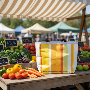 Bolsa de Mano Tejida de PP Extra Grande, Estilo Casual con Asa de Cinta de PP, Ecológica para Supermercado y Viajes, Opción de Logotipo Personalizado - Product Image 1