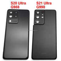Coque arrière de téléphone portable en verre avec design barre pour S20 Ultra S21 Ultra (G988 G998), avec protection d'objectif d'appareil photo et batterie d'origine
