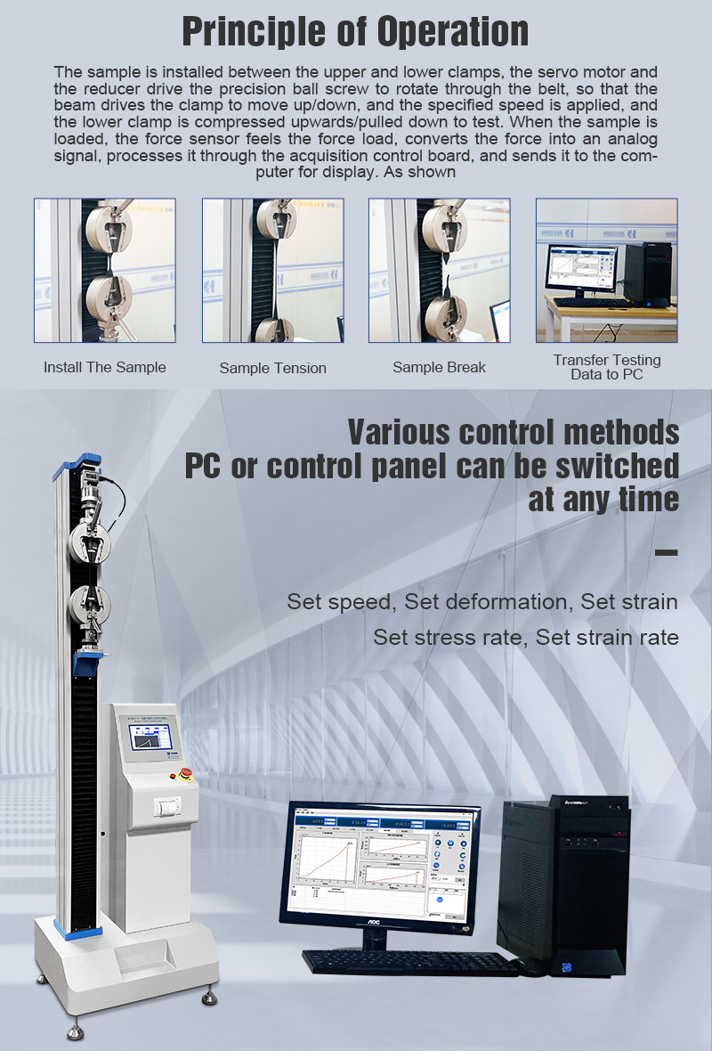 5KN 100KN-1000KN Độ Bền Kéo Tester PC Servo Phổ Máy Thử Nghiệm