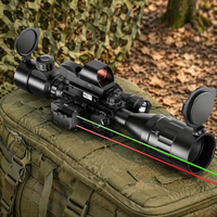 Combo de lunette de visée C4-16x50 AO avec viseur laser rouge/vert rechargeable, viseur point rouge/vert réflexe Type-C 4 réticules, lampe de poche