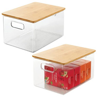 Organisateur de paquets, bocaux, Snacks, pâtes, en plastique transparent, armoire de cuisine empilable, boîte de rangement des aliments avec poignées et Bam