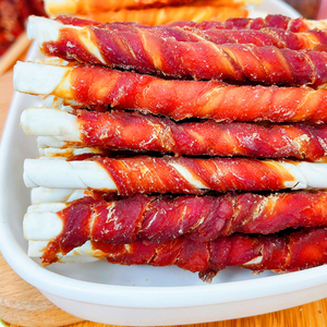 Fábrica de comida OEM para perros y gatos, venta al por mayor, recompensa de entrenamiento, dientes limpios, palo de cuero envuelto con cecina de pato, aperitivos para mascotas, golosinas para perros y gatos - Product Image 6