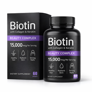 Cápsulas de Biotina, Queratina <span class=keywords><strong>y</strong></span> Colágeno de Marca Privada, Cápsulas Orgánicas de Biotina <span class=keywords><strong>para</strong></span> <span class=keywords><strong>Cabello</strong></span>, <span class=keywords><strong>Piel</strong></span> <span class=keywords><strong>y</strong></span> <span class=keywords><strong>Uñas</strong></span>, Vitaminas, <span class=keywords><strong>Suplemento</strong></span> de Biotina - Product Image 1