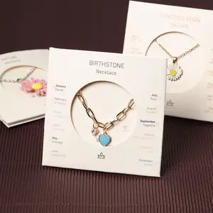 Wholesale custom logo luxury gift packaging earring finger ring jewelry display card die cut hollow out necklace cards set