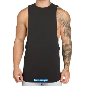Yeni tasarım organik pamuk erkek spor salonu için üst giyim vücut geliştirme kas Stringers tekli yelek egzersiz kolsuz spor t-shirt