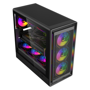 ESGAMING Etuis de PC Atx de jeu personnalisés SPCC Acier Transparent Esports Gamer 7 emplacements Tour moyenne Etuis de tour d'ordinateur avec ventilateur - Product Image 2
