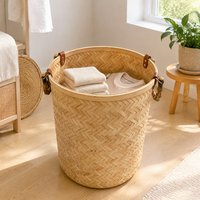 Panier à linge en bambou tressé à la main, moderne et écologique, respirant, multi-usages, pour le rangement des vêtements dans la chambre et la salle de bain, OEM