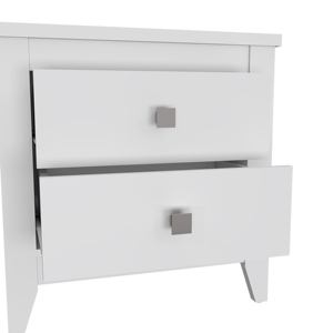Nightstand Two <b>Drawers</b> White Finish Bedside <b>Storage</b> <b>Drawer</b> Unit - Product Image 5