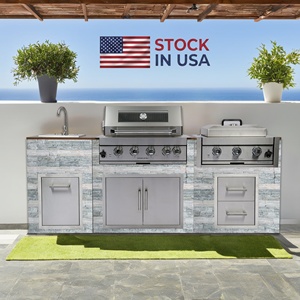 <span class=keywords><strong>Kit</strong></span> de cuisine extérieure modulaire de luxe en acier inoxydable 304 avec 4 brûleurs à gaz, évier et brûleur latéral, en stock aux États-Unis - Product Image 6