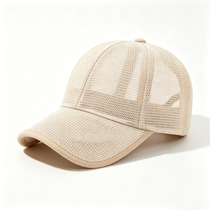 Gorra de Béisbol de 6 Paneles de Lona de Malla Beige, Gorra de Béisbol Transpirable Unisex, Protección UV Casual de Verano, Deportes al Aire Libre - Product Image 3