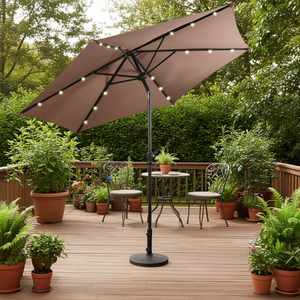 Sombrilla solar para patio de 9 pies con manivela y luces LED para uso en exteriores - Product Image 2