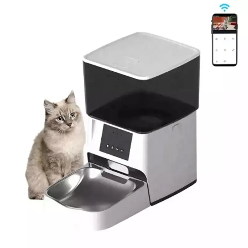 Alimentador automático para animais com controle por app, gato e cachorro, alimentador inteligente