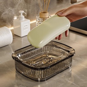 Porte-savon classique transparent en PE double couche, grande capacité, sans couvercle, drainable, pour salle de bain, fabriqué en Chine, pour étudiants - Product Image 3