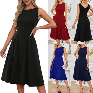 Abito Mini <span class=keywords><strong>Elegante</strong></span> e Aderente da <span class=keywords><strong>Donna</strong></span>, <span class=keywords><strong>Abbigliamento</strong></span> <span class=keywords><strong>Casual</strong></span> Senza Maniche con Collo Tinta Unita - Product Image 1