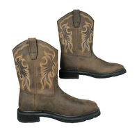 Bottes à bout carré imperméables Goodyear Welt Broderie 10 pouces Cuir de vache Crazy-horse Cowboy Western Bottes personnalisables de marque