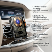 Support de téléphone portable universel pour voiture avec ventouse de type C OEM 15W, avec capteur infrarouge, charge sans fil et fixation pour voiture