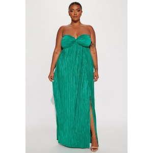 Vestido con Tirantes para Mujer, Vestido Largo Plisado y Ajustado para Vacaciones en la Playa - Product Image 3