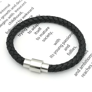 Stainless Steel Magnetic Buckle <b>Braided</b> Leather <b>Cord</b> Bracelet Unisex Fashion Simple Gift Jewelry - Product Image 4
