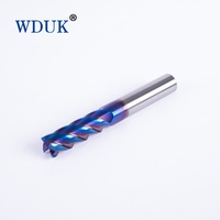 Fraise à queue en carbure monobloc HRC65 à 4 cannelures, revêtement nano bleu, queue droite, en acier au tungstène, pour usinage de moules en acier CNC
