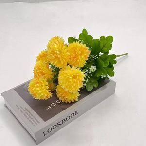 Bouquet de fleurs artificielles en chrysanthème simulé, <span class=keywords><strong>fleur</strong></span> en soie, boule sacrificielle, chrysanthème, <span class=keywords><strong>fleur</strong></span> de balayage pour tombe - Product Image 2