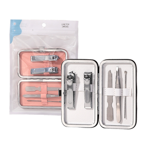 LMLTOP Set Manicure per unghie 5 pz/set C0181 Pink White Daily Care <span class=keywords><strong>Nail</strong></span> Tool in acciaio inossidabile Kit tagliaunghie Set - Product Image 1