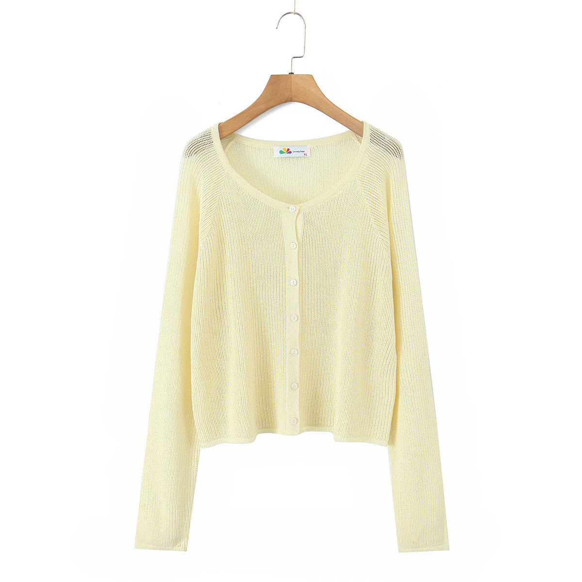 เสื้อคาร์ดิแกนถักสีเหลืองแอปริคอท