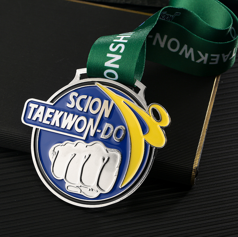 Custom Medals Manufacturer Die Casting Silver Enamel Logo Letter Zinc Alloy Metal Medal Taekwondo 3D Martial Arts Medals