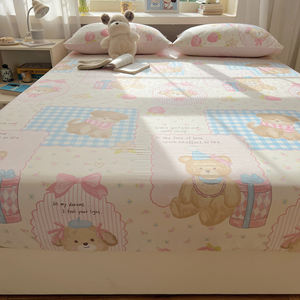 Cute Cartoon Eco-Friendly All-Season Bed <strong>Sheet</strong> 40S Cotton <strong>Fitted</strong> Cover Soft Breathable Kids &amp; Adults Bedding Mattress - Product Image 2