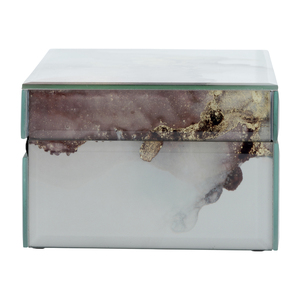 Scatola Decorativa con Coperchio, Portagioie a Specchio con Finitura Ispirata al Marmo, Organizzatore per Arredamento Casa - Product Image 4