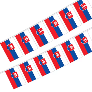 Bandera <span class=keywords><strong>de</strong></span> stock <span class=keywords><strong>de</strong></span> <span class=keywords><strong>Eslovaquia</strong></span>, banderines cuadrados <span class=keywords><strong>de</strong></span> poliéster 100%, banderas colgantes - Product Image 1