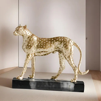 Sculpture d'art moderne en résine de léopard de grande taille pour intérieur, statue de guépard de luxe pour la décoration de la maison, de l'hôtel, du bureau ou du salon
