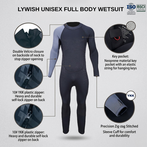 Traje de buceo profesional de neopreno de 3mm 5mm con logo personalizado, traje de cuerpo completo de manga larga para snorkel, surf y deportes acuáticos. - Product Image 3