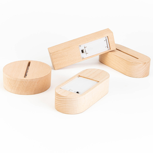 Cadeaux de Noël Prix de gros Éclairage nocturne décoratif Piles AAA Base rectangulaire ovale en bois avec panneaux lumineux LED - Product Image 5