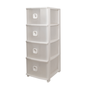 Pratika Slim Plus <b>4</b> <b>Drawer</b> <b>Storage</b> Unit White 375x285x800mm <b>Plastic</b> Organizer Cabinet - Product Image 1