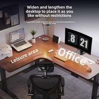 Bureau électrique en forme de L ODM, réglable en hauteur, pour le travail à domicile et les postes de travail gaming